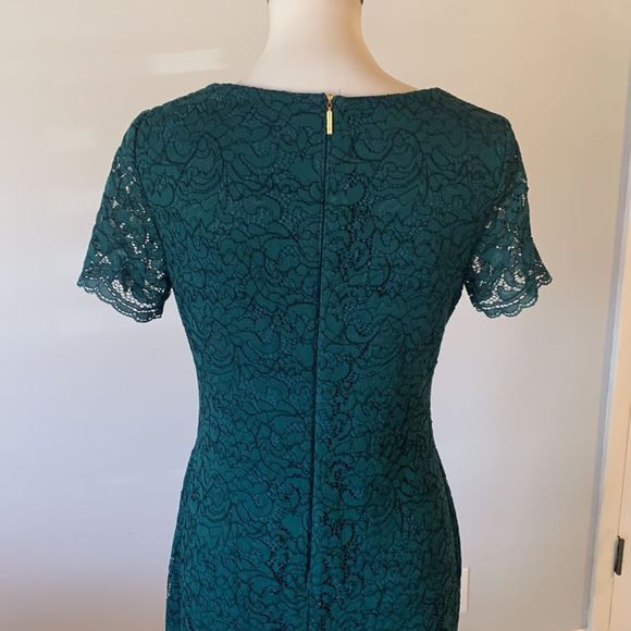 [Lauren Ralph Lauren] Green Lace Dress - Size 6 - Picture 4 of 5